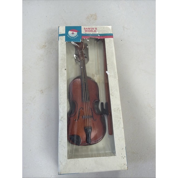 Other - Santa's World miniature violin ornament featuring a wood finish-included bow